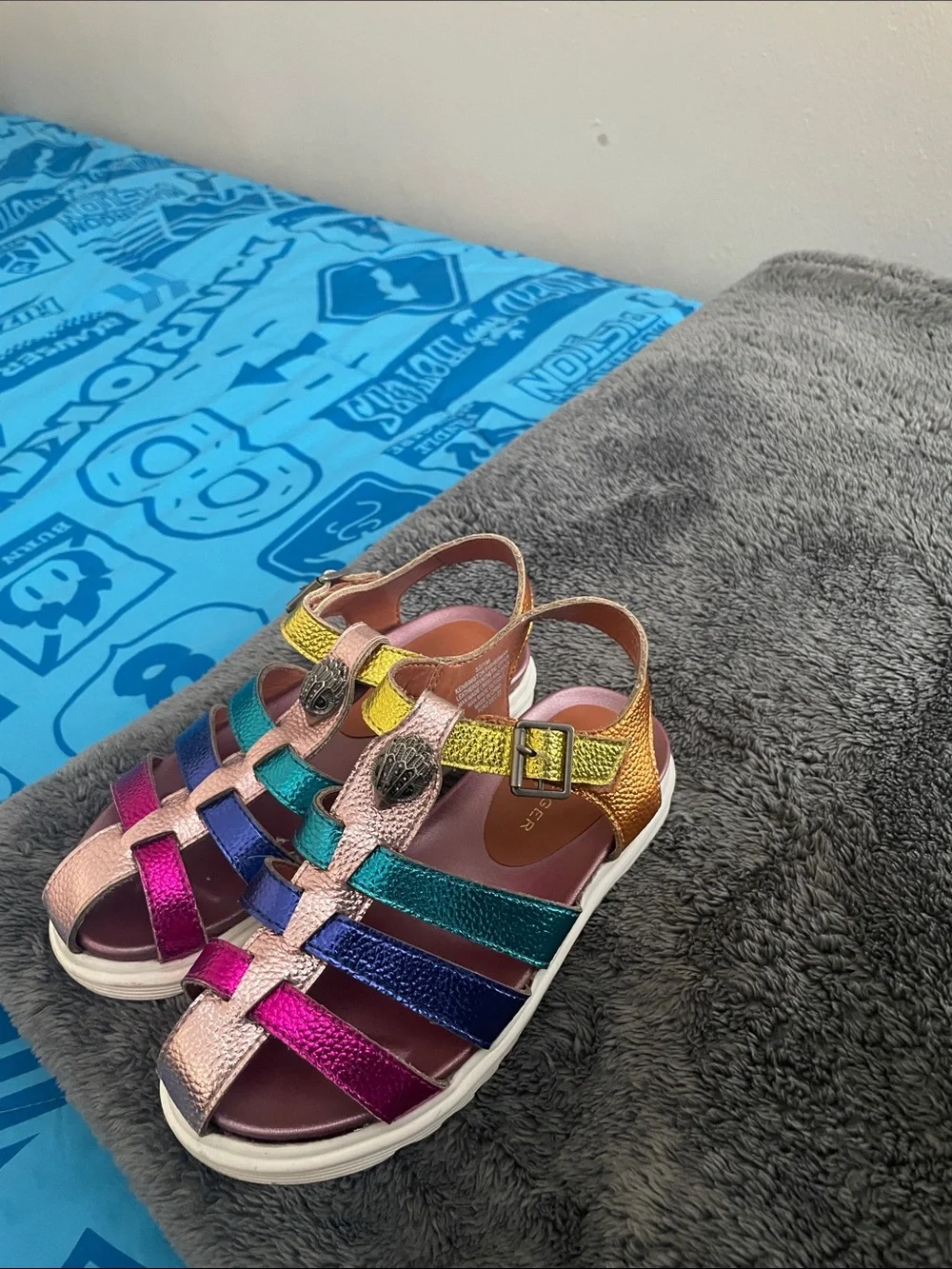 Kurt Geiger Girls Metallic Multi-Strap Rainbow Sandals